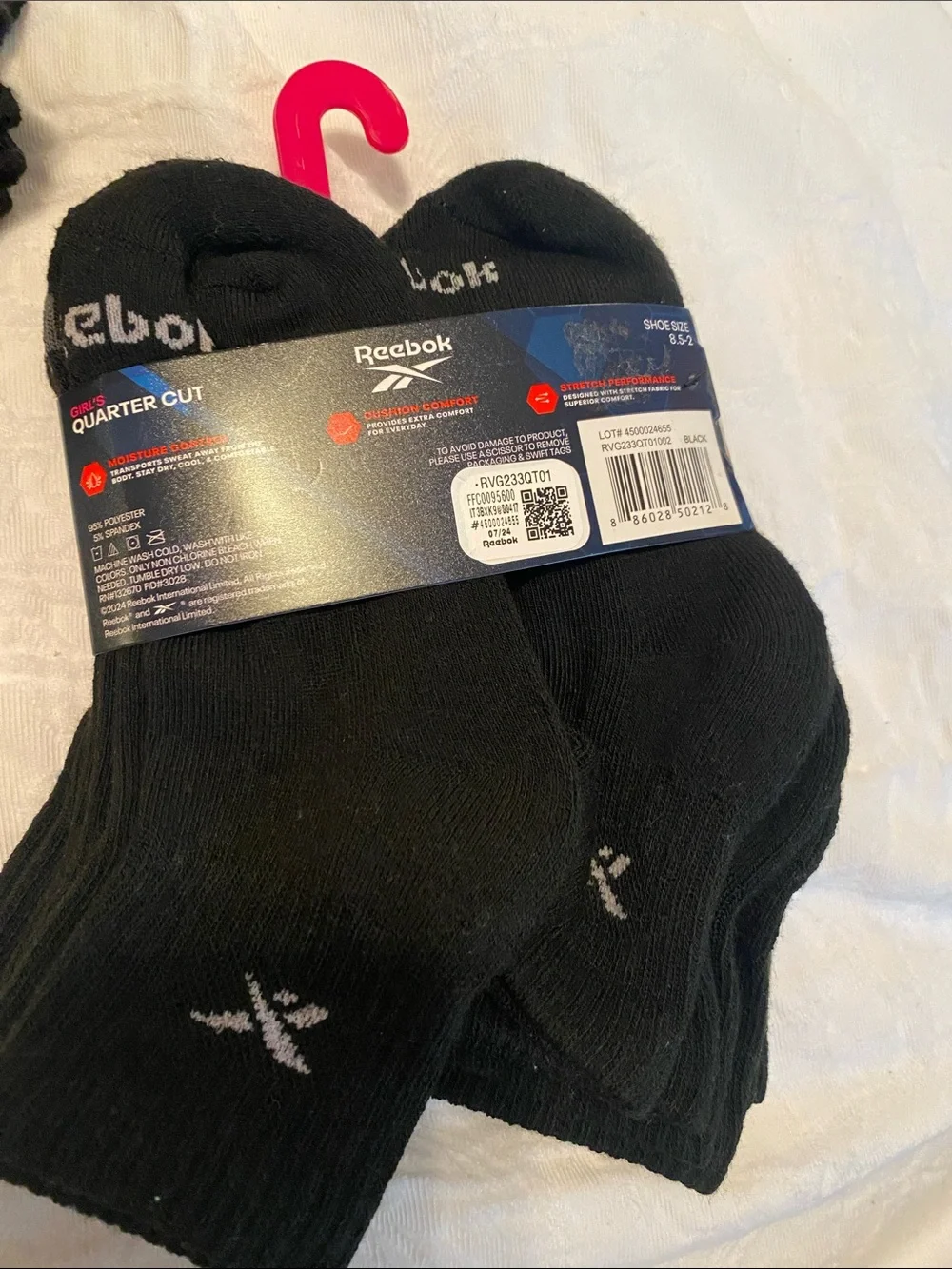 Reebok Performance Girls Quarter Cut 6 pack Socks